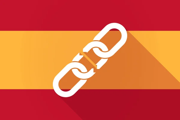 Bandera de España larga sombra con una cadena rota — Vector de stock