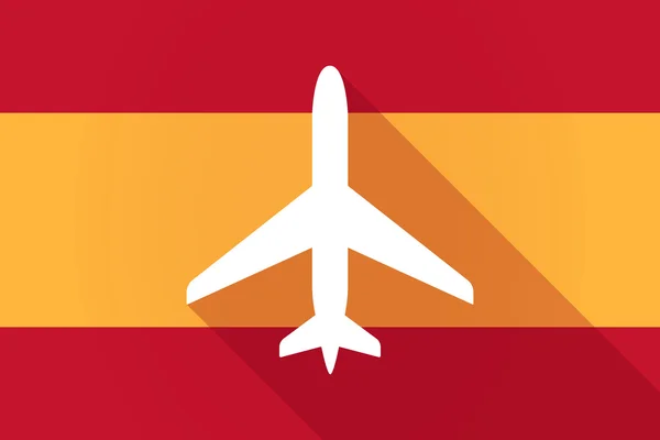 Bandera de España sombra larga con un avión — Vector de stock
