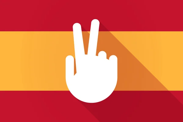 Bandera de España larga sombra con mano victoriosa — Vector de stock