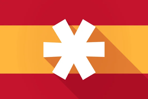 Bandera de España larga sombra con asterisco — Vector de stock