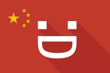 Çin uzun gölge bayrak gülen metin yüzü olan