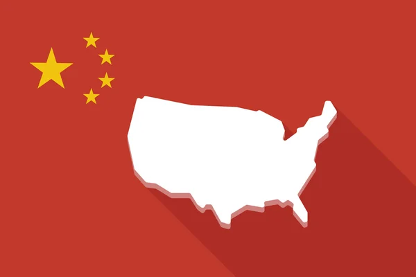 Китай длинный теневой флаг с картой США — стоковый вектор
