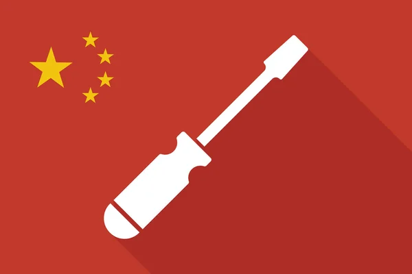 Китай длинный теневой флаг с отвёрткой — стоковый вектор