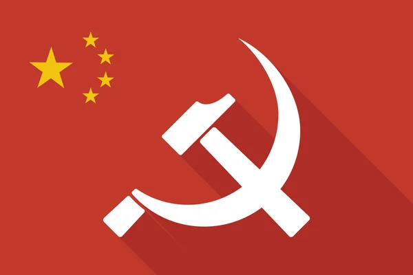 Cina lunga bandiera ombra con il simbolo comunista — Vettoriale Stock