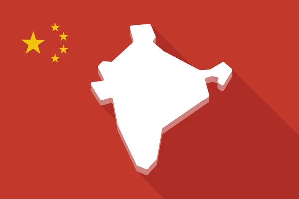 Κίνα πολύ σκιά σημαία με ένα χάρτη της Ινδίας — Διανυσματικό Αρχείο