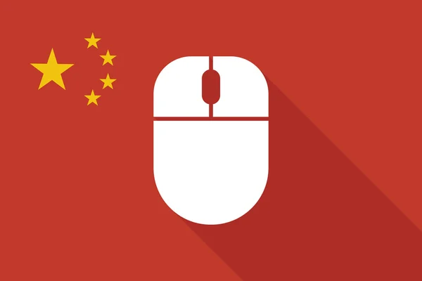 Китай длинный теневой флаг с беспроводной мышью — стоковый вектор