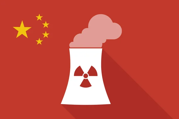 Chiny długi cień bandery z elektrowni jądrowej — Wektor stockowy