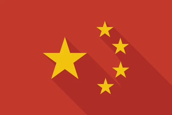 China lange schaduw vlag met het symbool van de vijf sterren — Stockvector