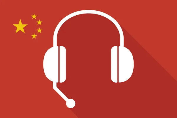 China lange schaduw vlag met een hands free telefoonapparaat — Stockvector