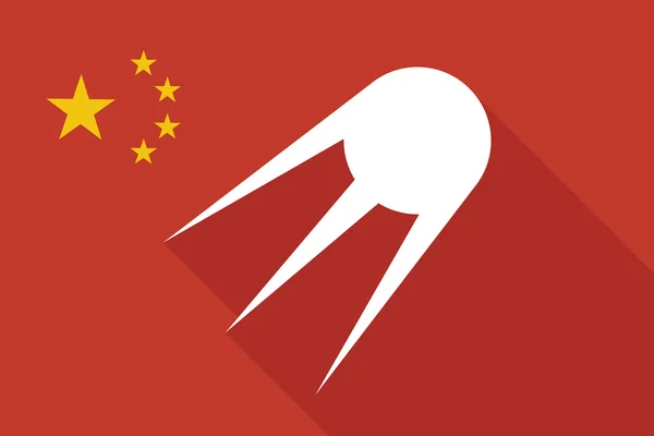Китай длинный теневой флаг с винтажным спутником — стоковый вектор