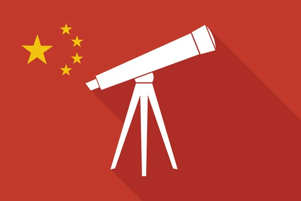 China bandeira longa sombra com um telescópio — Vetor de Stock