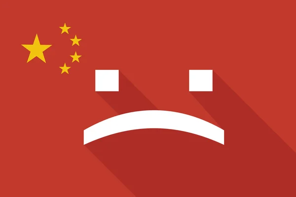China bandeira longa sombra com um rosto de texto triste — Vetor de Stock