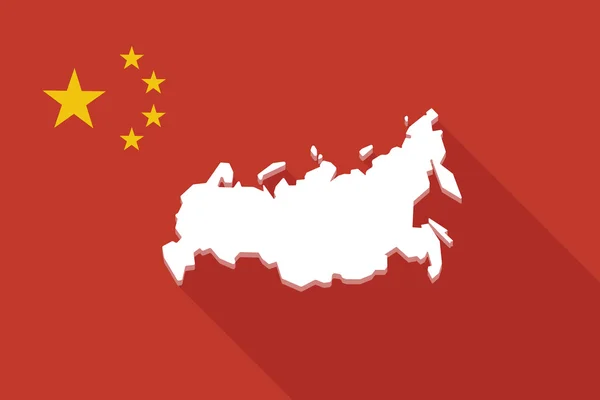 China bandeira de sombra longa com um mapa da Rússia —  Vetores de Stock