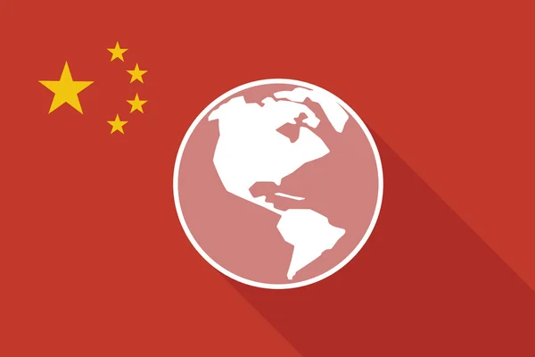 Китай длинный теневой флаг с миром региона Америки — стоковый вектор