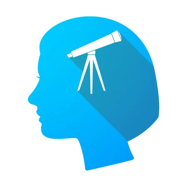 Tête femelle longue ombre avec un télescope — Image vectorielle