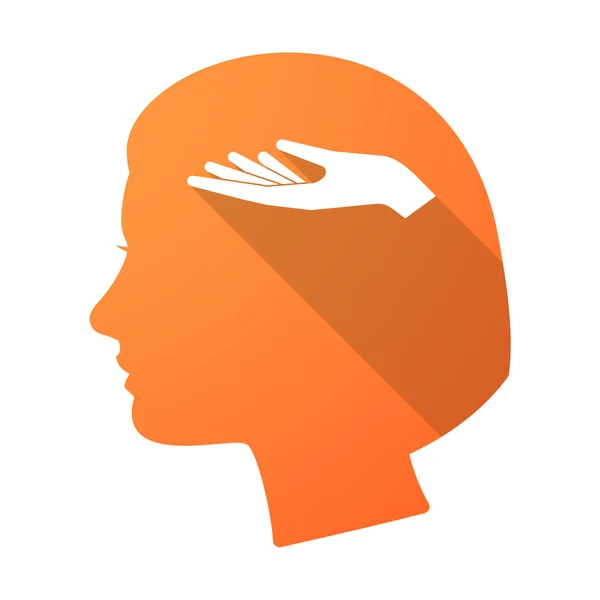 Dlouhý stín ženské hlavy s nabídkou ručně — Stockový vektor