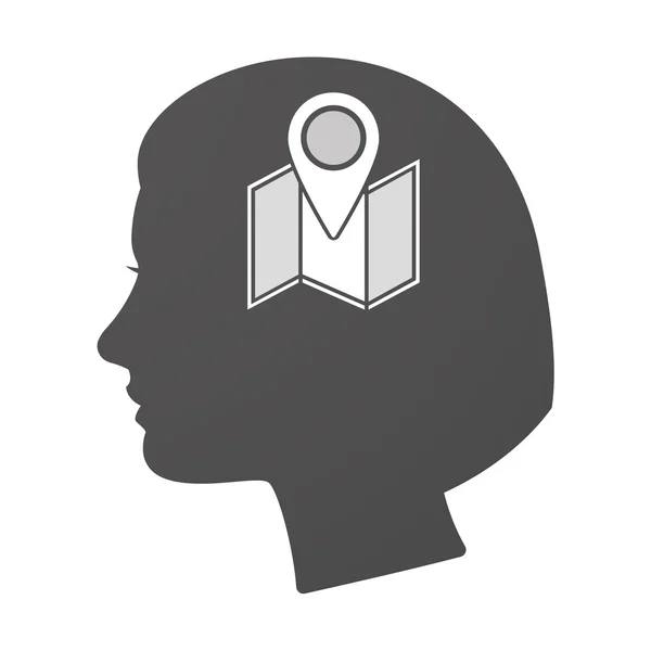 Isoalted weiblichen Kopf-Symbol mit einer Karte — Stockvektor