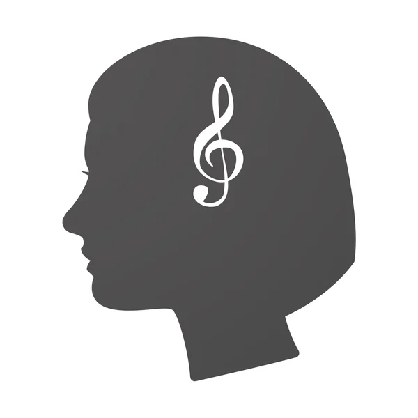 Isoraised female head icon with a g clef — стоковый вектор