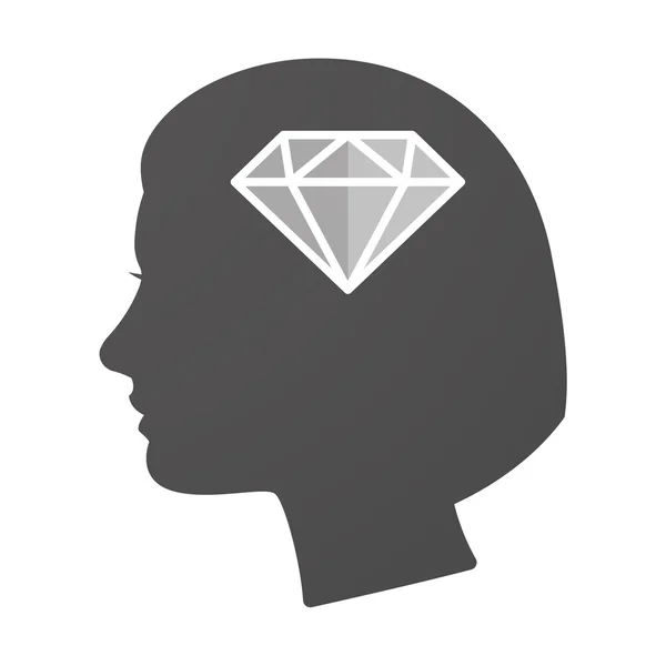 ダイヤモンドの由来女性ヘッド アイコン — ストックベクタ