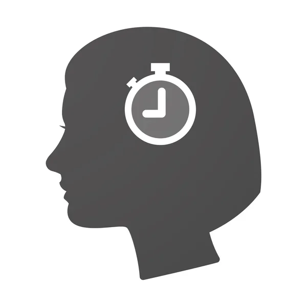 Isoelevated female head icon with a timer — стоковый вектор