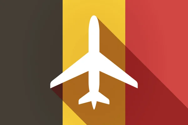 Ombre longue drapeau belge avec un avion — Image vectorielle