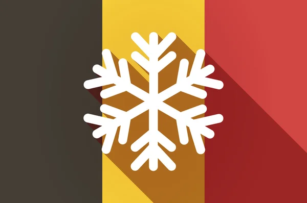 Ombre longue drapeau de Belgique avec un flocon de neige — Image vectorielle