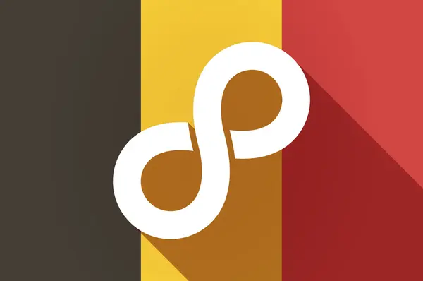 Uzun gölge Belçika bayrağı sonsuz işareti — Stok Vektör