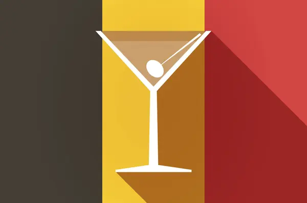 長い影のカクテル グラスとベルギーの旗 — ストックベクタ