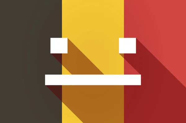 Bandera de Bélgica de sombra larga con una cara de texto sin emociones — Vector de stock