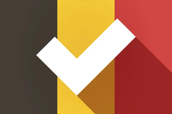 Ombre longue drapeau de Belgique avec une coche — Image vectorielle