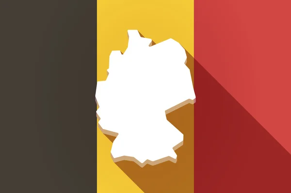 Ombre longue drapeau Belgique avec une carte de l'Allemagne — Image vectorielle