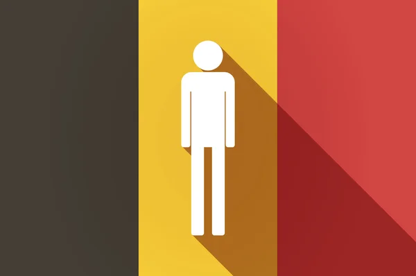 Ombre longue drapeau belge avec un pictogramme masculin — Image vectorielle