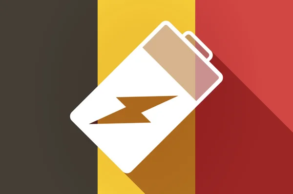 Bandiera lunga ombra Belgio con una batteria — Vettoriale Stock
