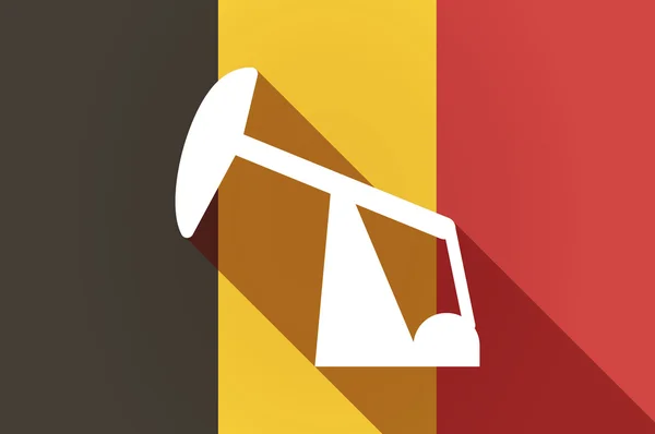 Long shadow Belgium flag with a horsehead pump — Stock Vector