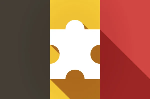 Long shadow Belgium flag with a puzzle piece — Stock Vector