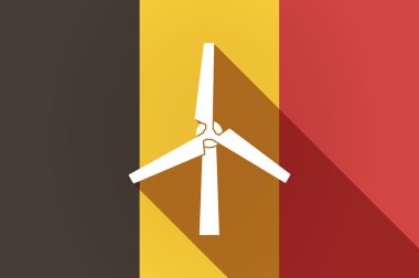 Uzun bir rüzgar jeneratörü ile gölge Belçika bayrağı