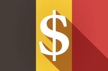 Uzun bir dolar işareti olan Gölge Belçika bayrağı 