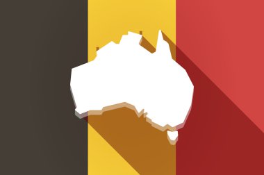 Uzun gölge Belçika bayrağı ile Avustralya Haritası