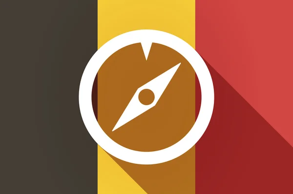 Uzun bir pusula ile gölge Belçika bayrağı — Stok Vektör