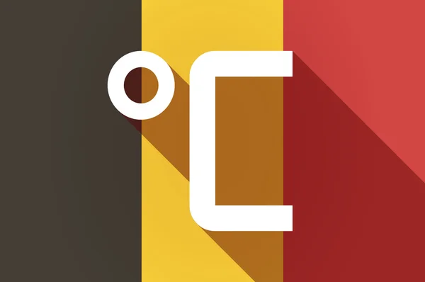 Długi cień flaga Belgii z znak stopni Celsjusza — Wektor stockowy