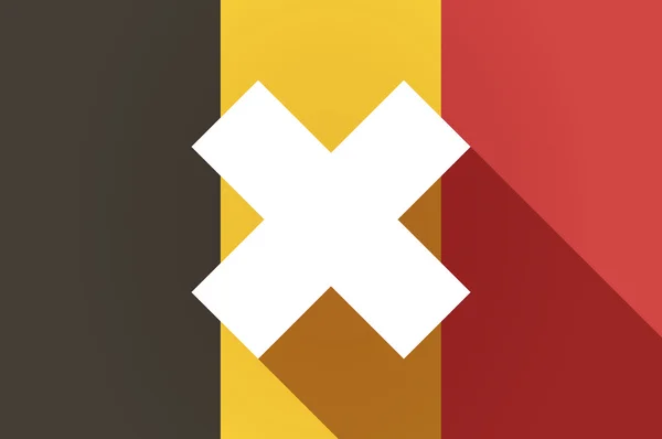 Langer Schatten belgische Flagge mit einem x Zeichen — Stockvektor