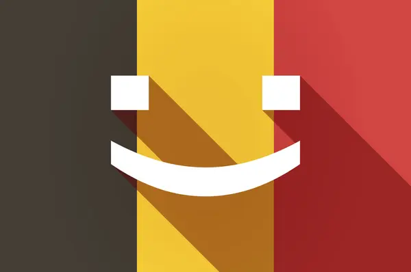 Larga sombra Bandera de Bélgica con una sonrisa cara de texto — Archivo Imágenes Vectoriales