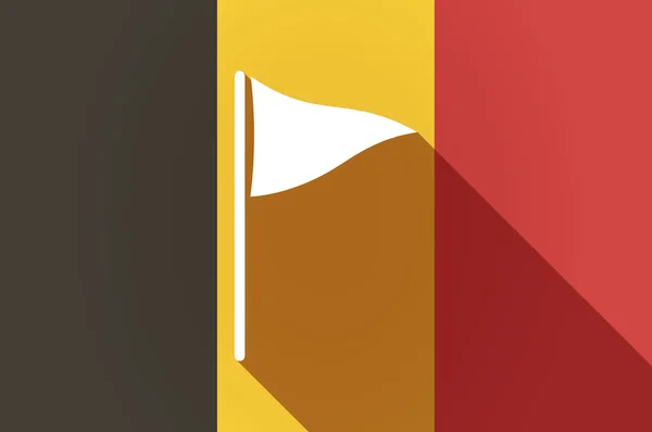 Uzun gölge Belçika bayrağı ile golf bayrak — Stok Vektör