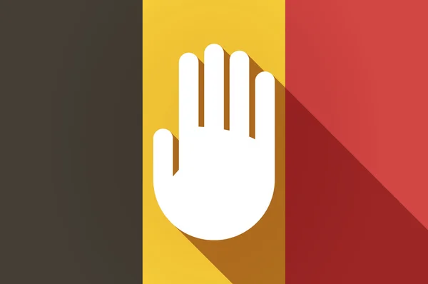 Ombre longue drapeau de Belgique avec une main — Image vectorielle