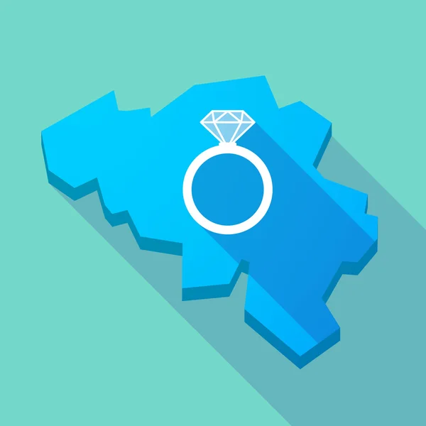 Lunga mappa ombra del Belgio con anello di fidanzamento — Vettoriale Stock
