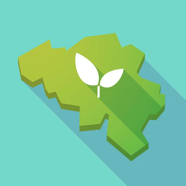 Carte ombragée de la Belgique avec une plante — Image vectorielle