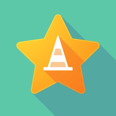 Uzun bir yol koni ile gölge yıldız