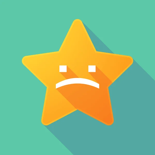 Long shadow star with a sad text face — Stock Vector