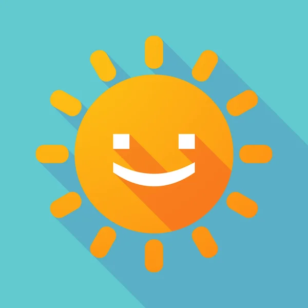Long shadow sun with a smile text face — Stock Vector