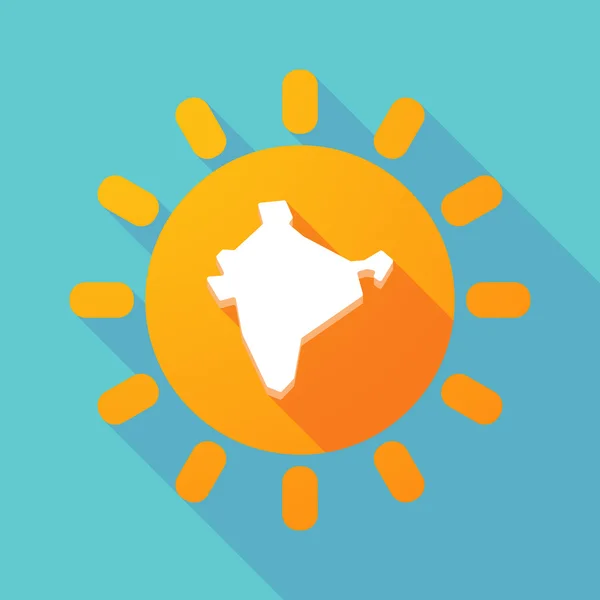Long shadow sun with  a map of India — Stock Vector